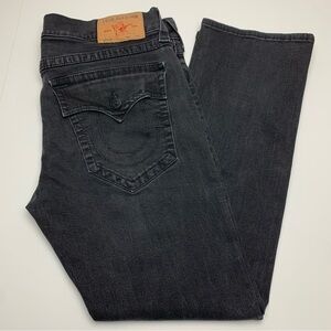 True Religion Jeans Ricky Relaxed Straight Faded Black Denim Pants Mens Size 38